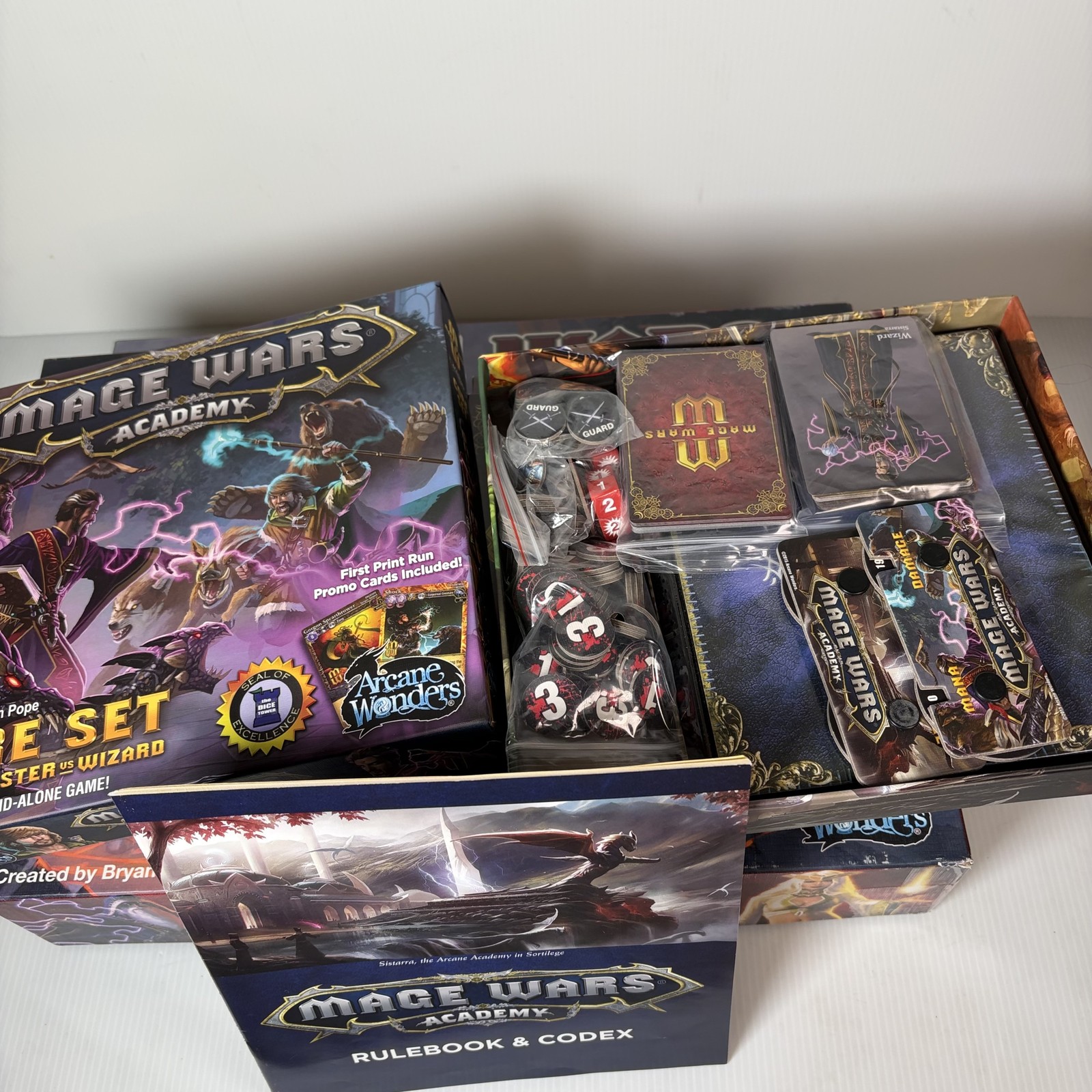 Mage Wars Academy Core Set & Expansions Lot Forged in Fire, Druid vs Necro &More
