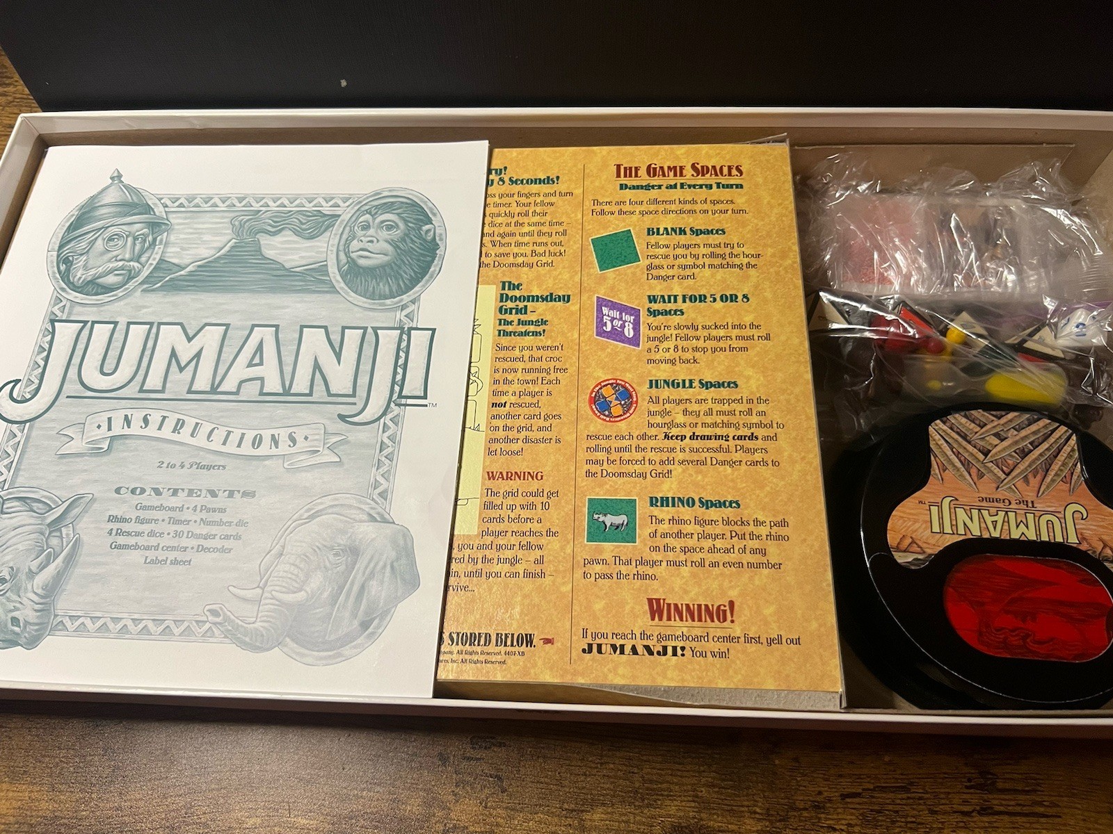 1995 Jumanji Milton Bradley Board Game 100% Complete MB The Original Vintage