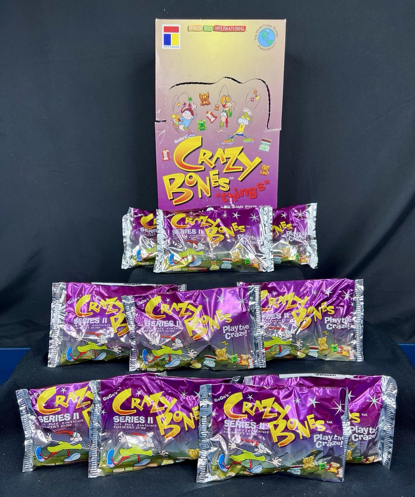 10 Sealed Packs GoGo’s Crazy Bones Things & Empty Display Box