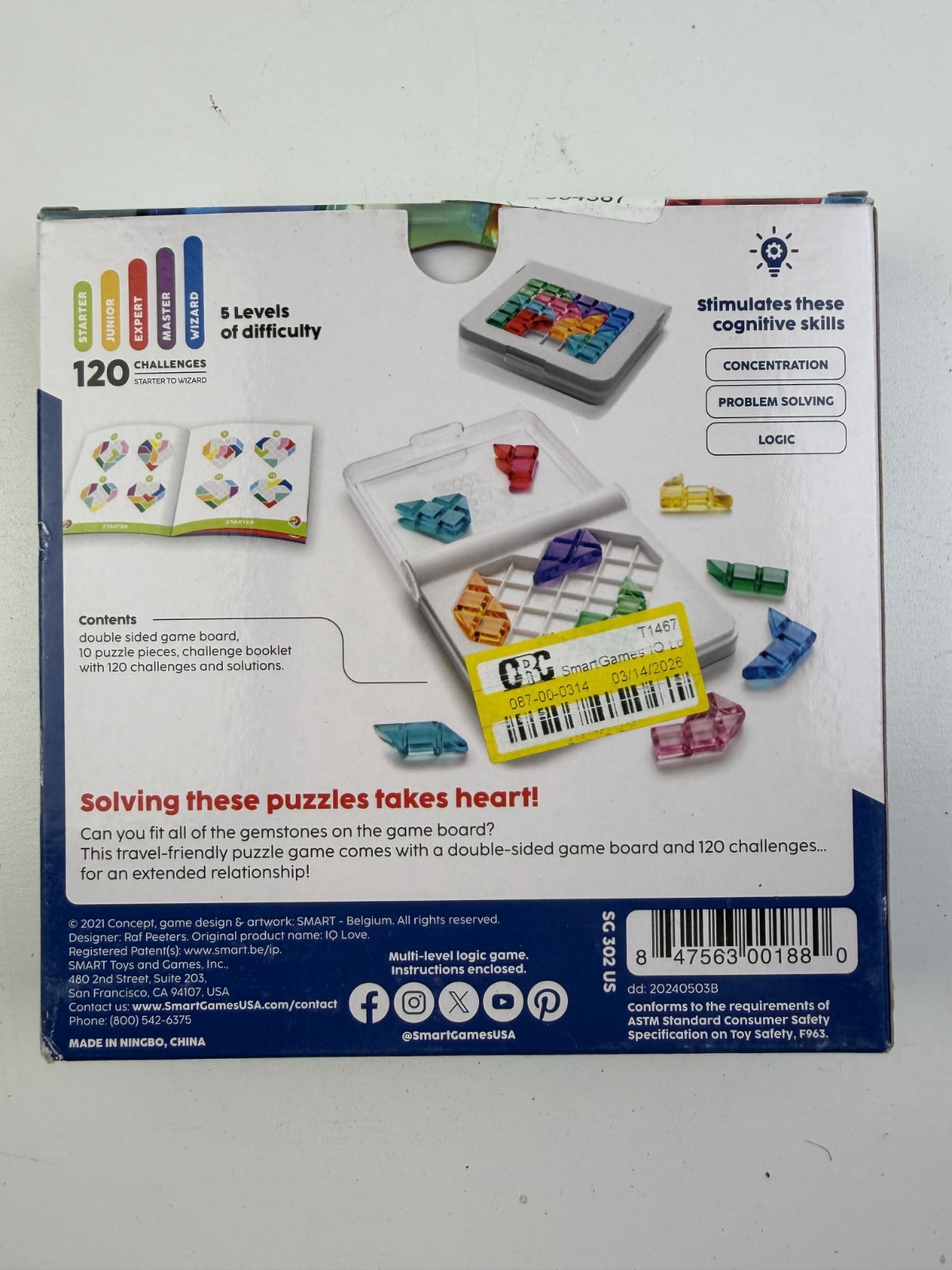 SmartGames IQ Love Travel Puzzle 1 Player Logic Game 120 Challenges For Ages 7+