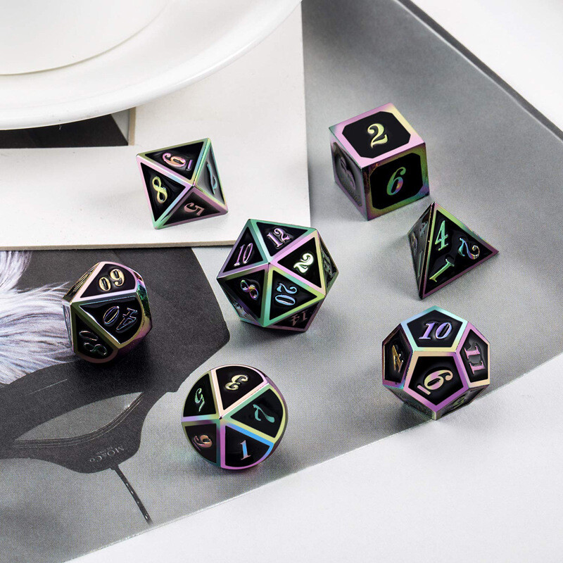 7pcs Polyhedral Metal Dice Sets For Role Playing Game RPG