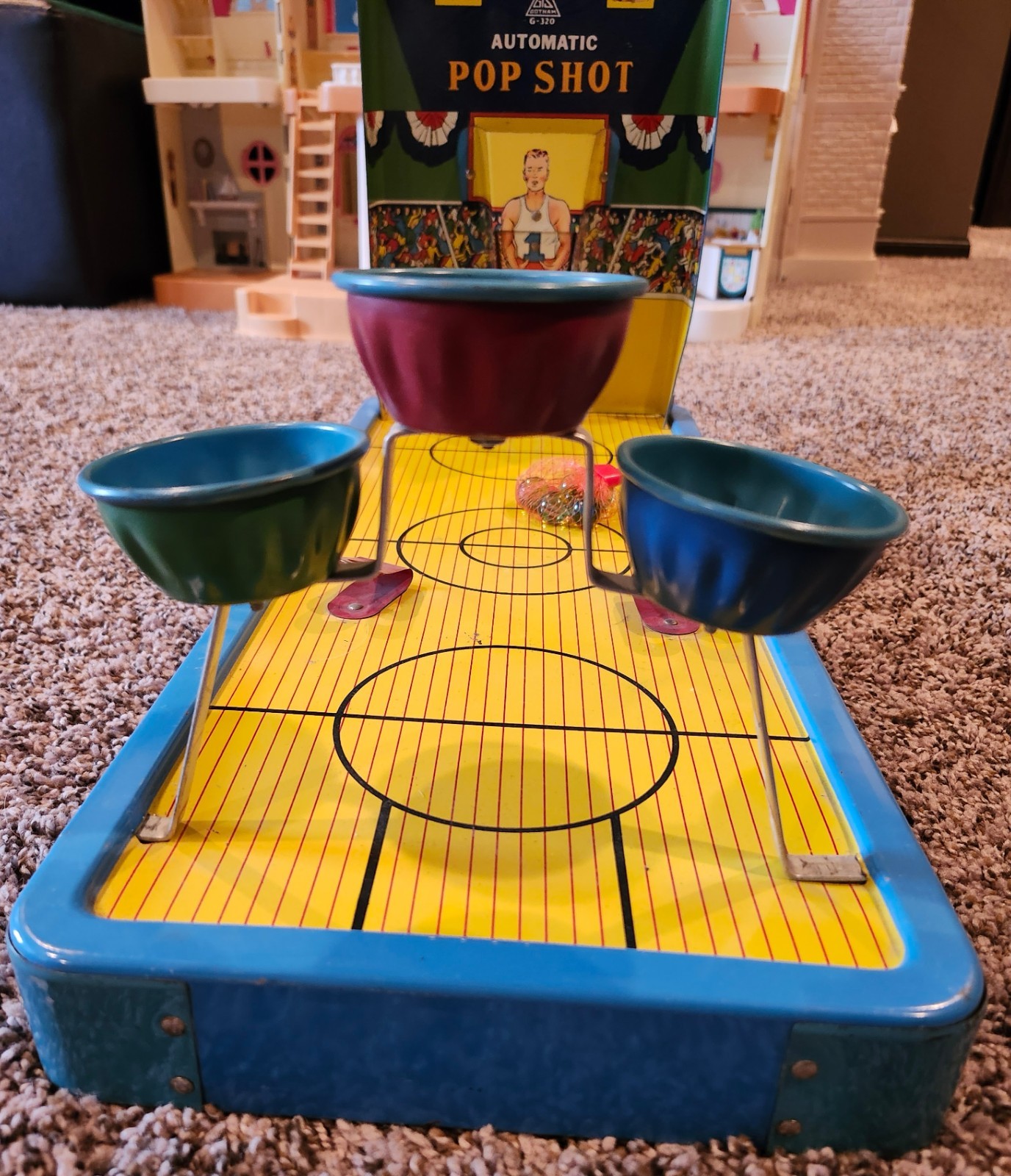 Vintage 1950 Gotham Steel, Automatic G320 Pop Shot Basketball game w/marbles