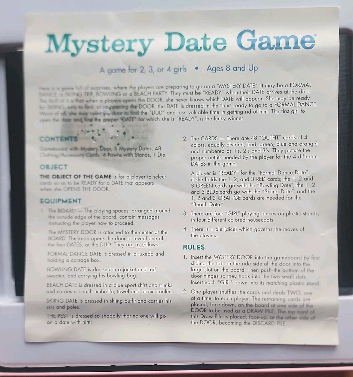 Mystery Date Board Game Hasbro Nostalgia Edition 2014 Tin Box – Incomplete