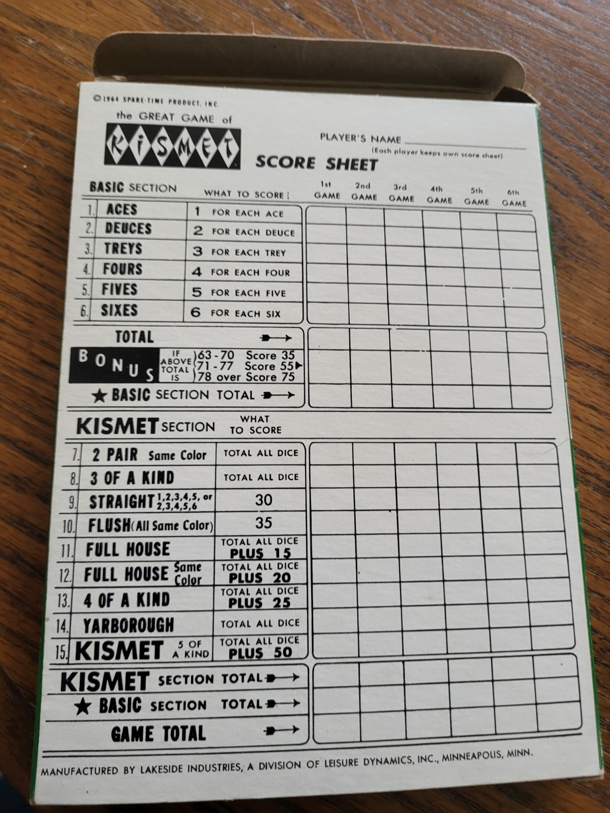 Kismet Score Pads Sheets 3 pads