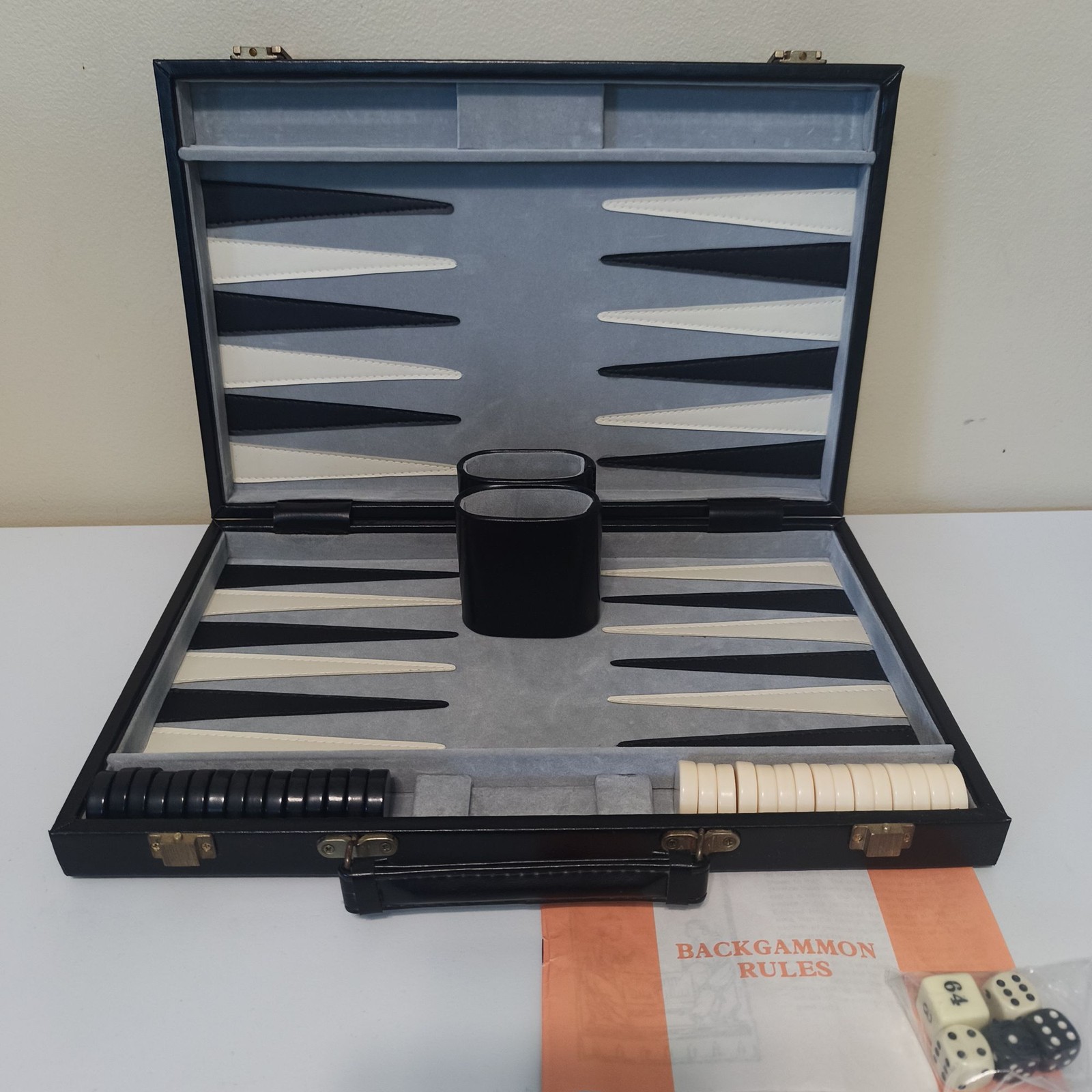 WE Games Black Leatherette Backgammon Set 14.75 x 9.75 Everything Inc