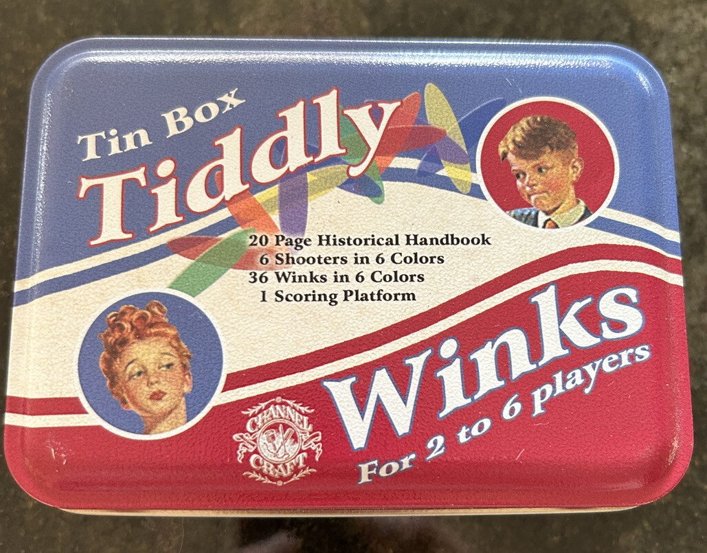 Tin Box Tiddly Winks for 2 to 6 Players Vintage Game 2002 Channel Craft