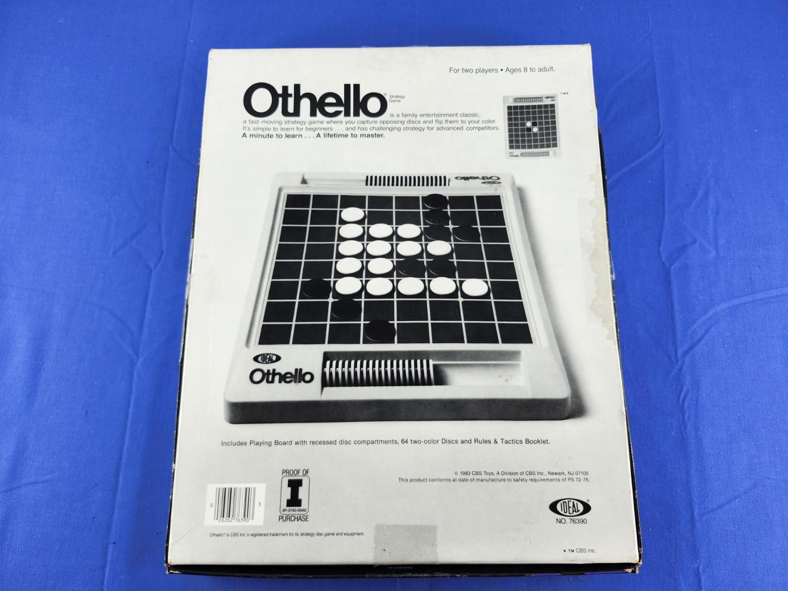 Othello Board Game Vintage 1983 Strategy Game Ideal Complete Blue Yellow