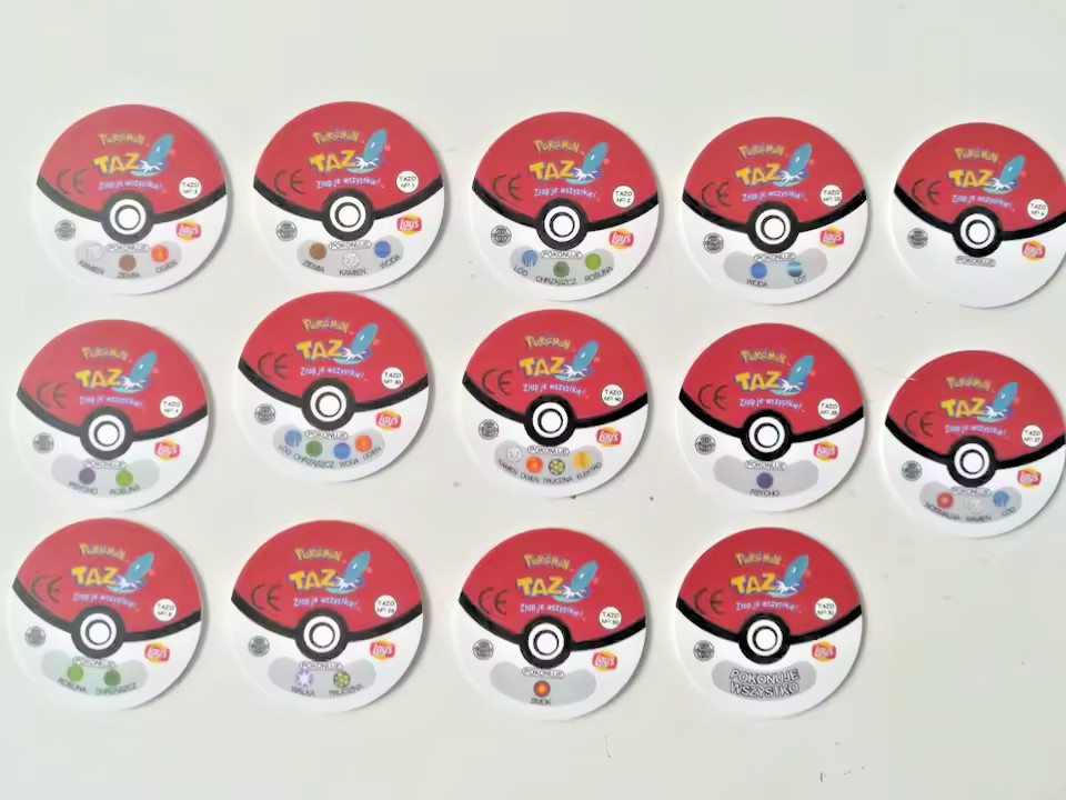 Polish Version Pokemon Tazos Set 1 (Complete 51/51) + Album (See the photos)