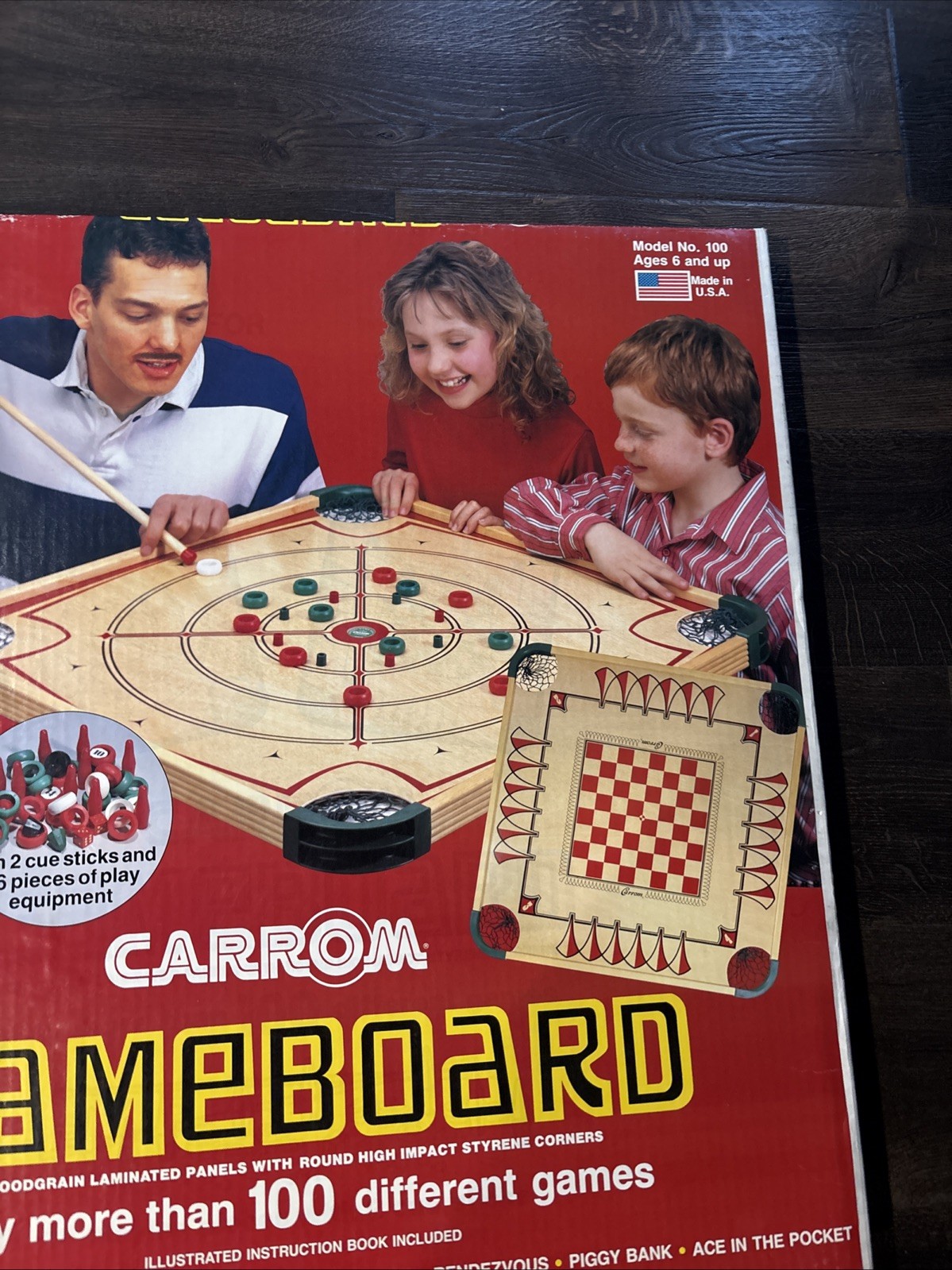 Vintage Carrom Wooden Game Board Table Model 100 Complete NEW Factory Sealed