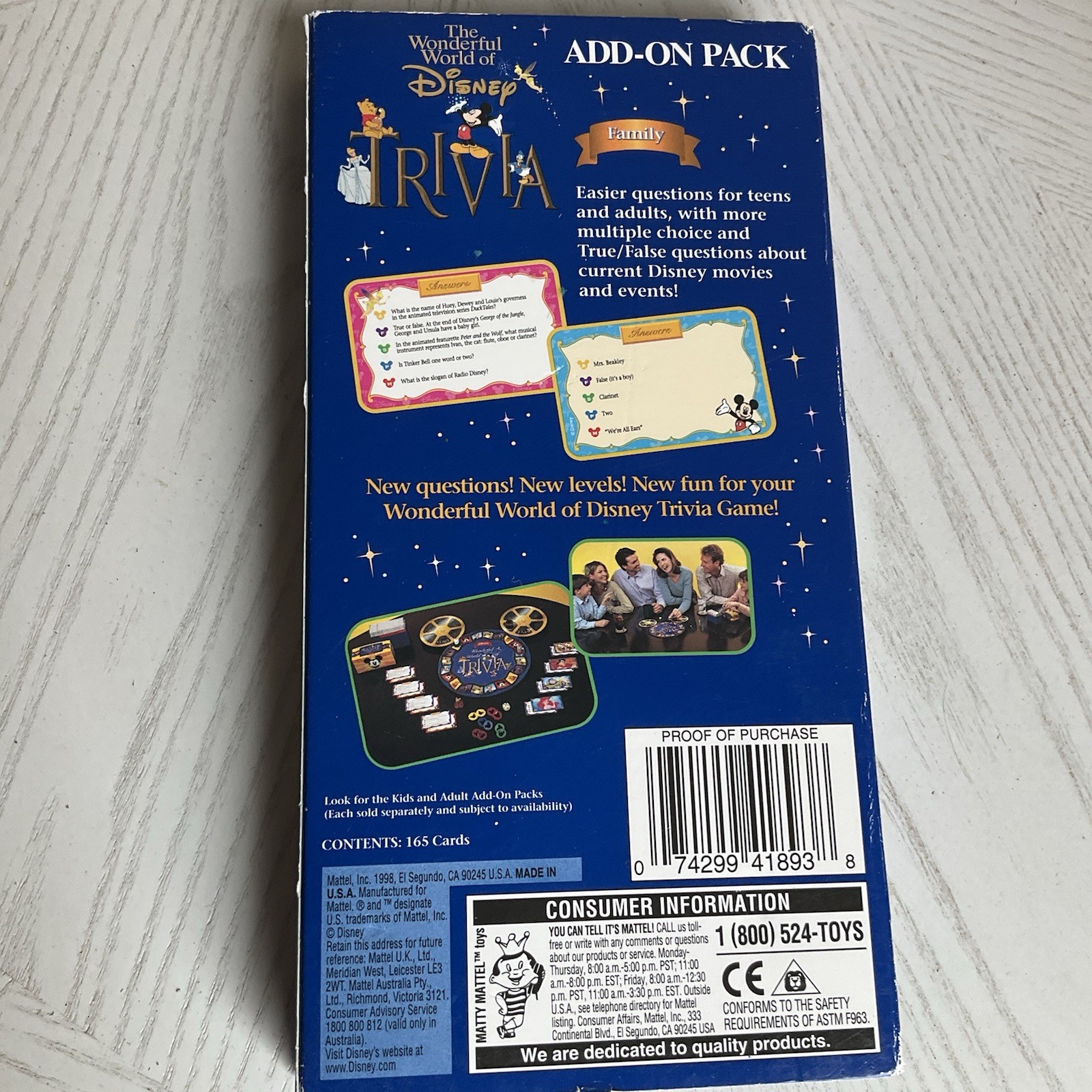 The Wonderful World of Disney Trivia Game 800 Questions Add-On Pack – 1998 – NEW