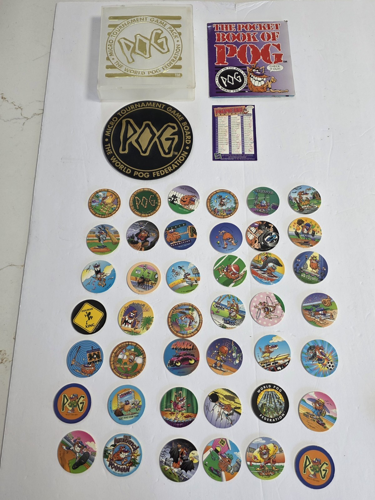 Vintage The World POG Federation Micro Tournament Game Pack Lot Of Pogman POGS