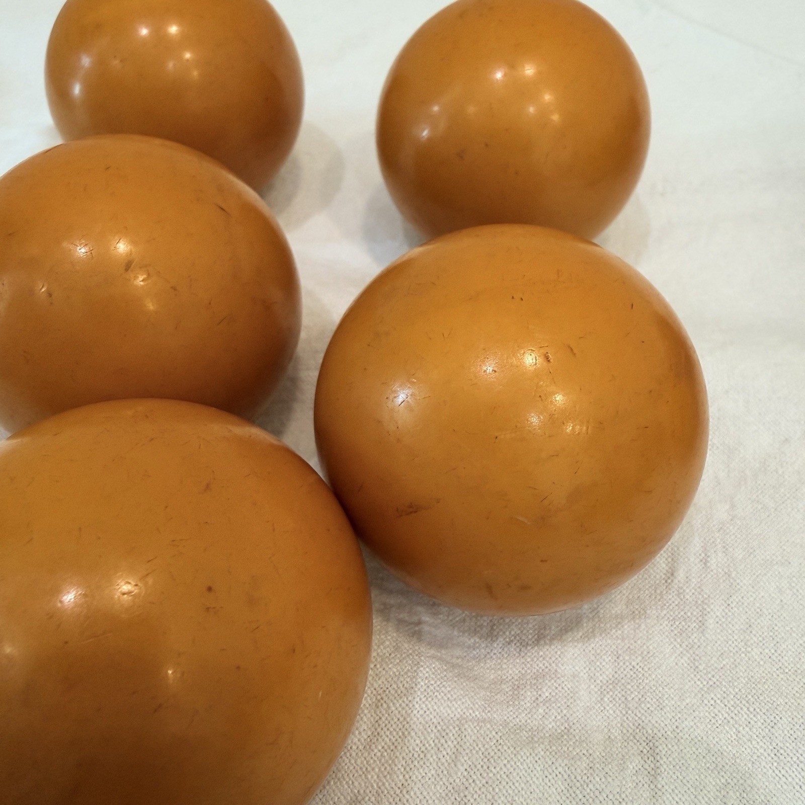 Vintage Bakelite Game Balls Lot 11 Cherry Red Butterscotch Yellow 54-57mm 1460g
