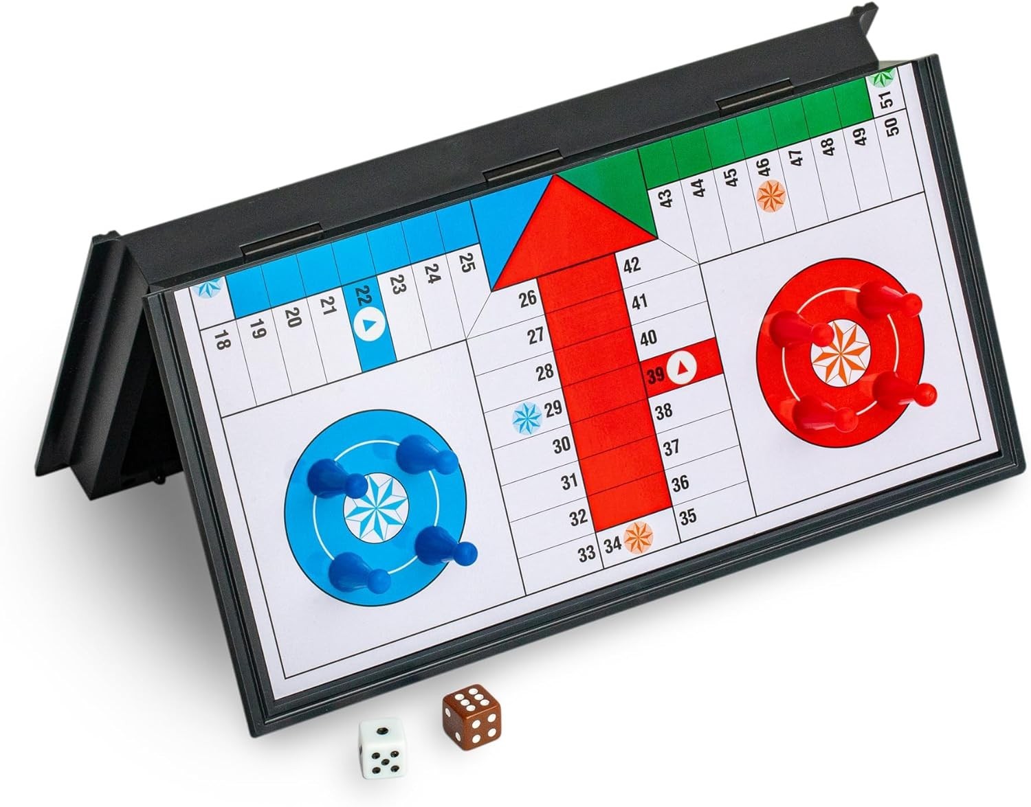 9.75-Inch Ludo Travel Game – Magnetic Folding Board for 2-4 Players, Easy Carry