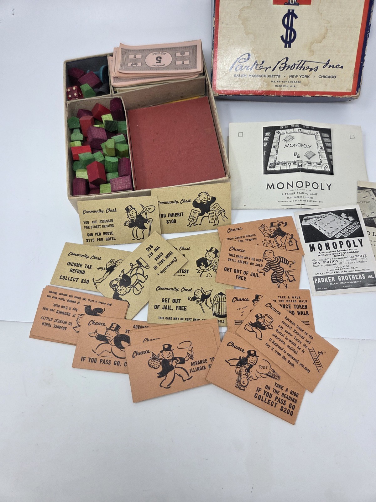 Rare 1941 MONOPOLY Game-Parker Brothers-“Trade Mark” Black Box-No Board Vintage