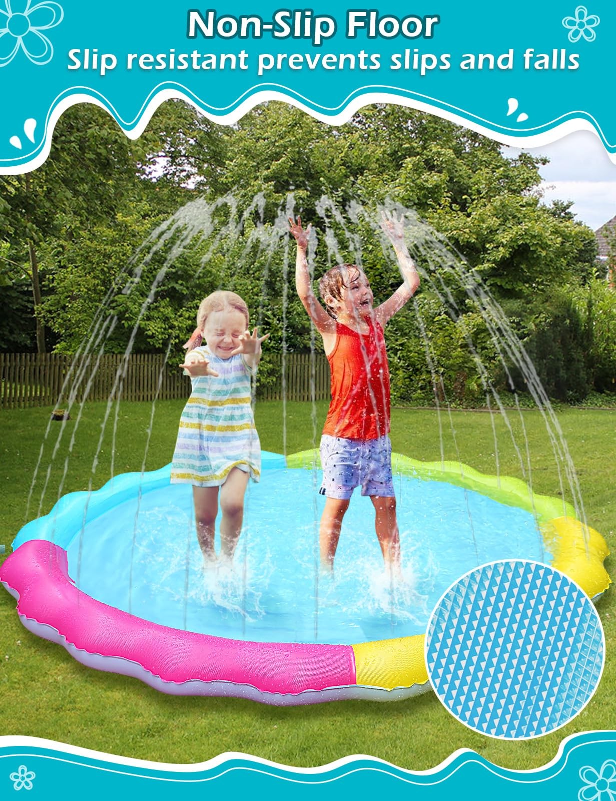 Splash Pad 87 x 5 Outdoor Water Toys Inflatable Toddler Pool Jasonwell Sprinkler