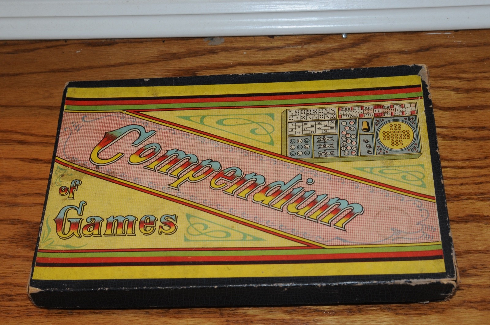 VICTORIAN COMPENDIUM OF GAMES, ORIGINAL BOX TRADITIONAL GAME NOT COMPLETE OLD***
