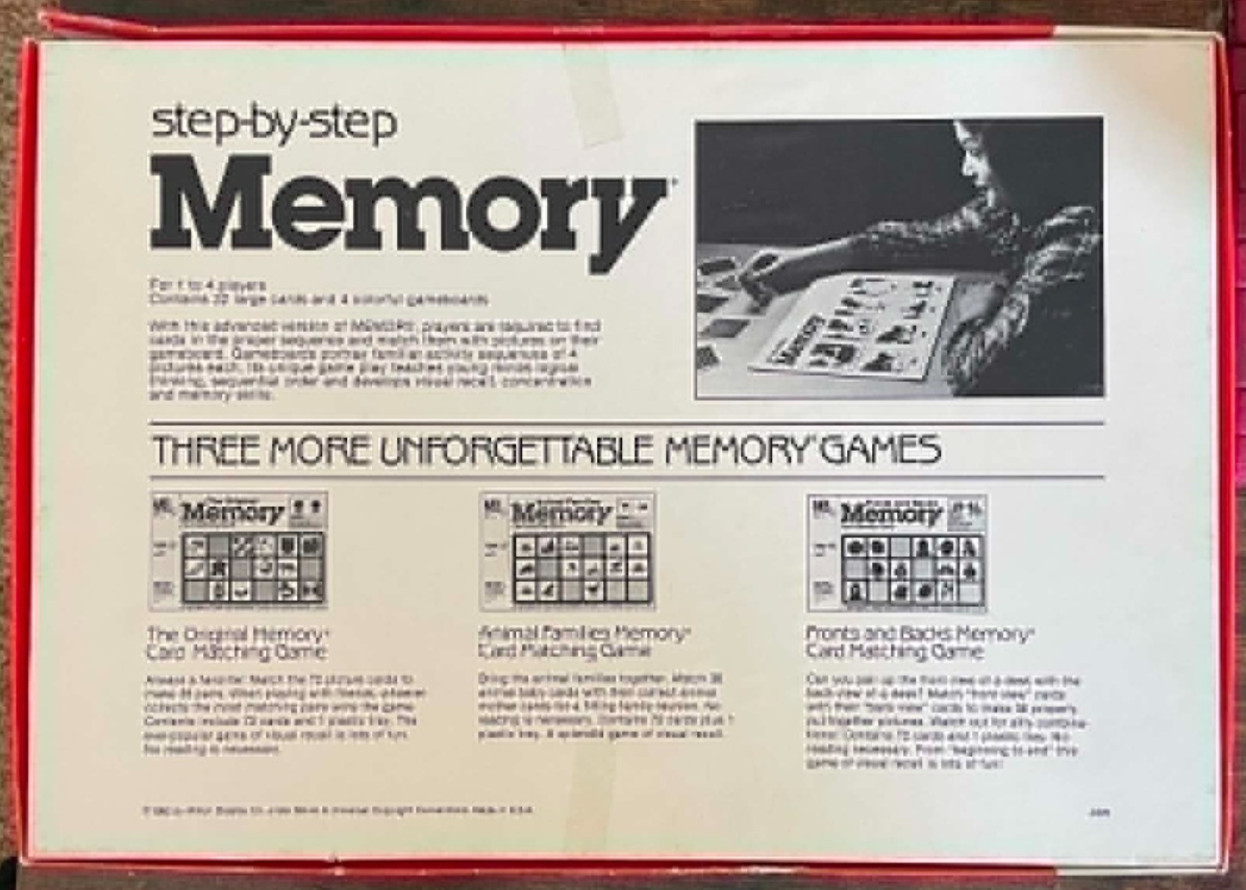 Vintage 1983 Milton Bradley Step-by-Step Memory Game with Box Complete GA1