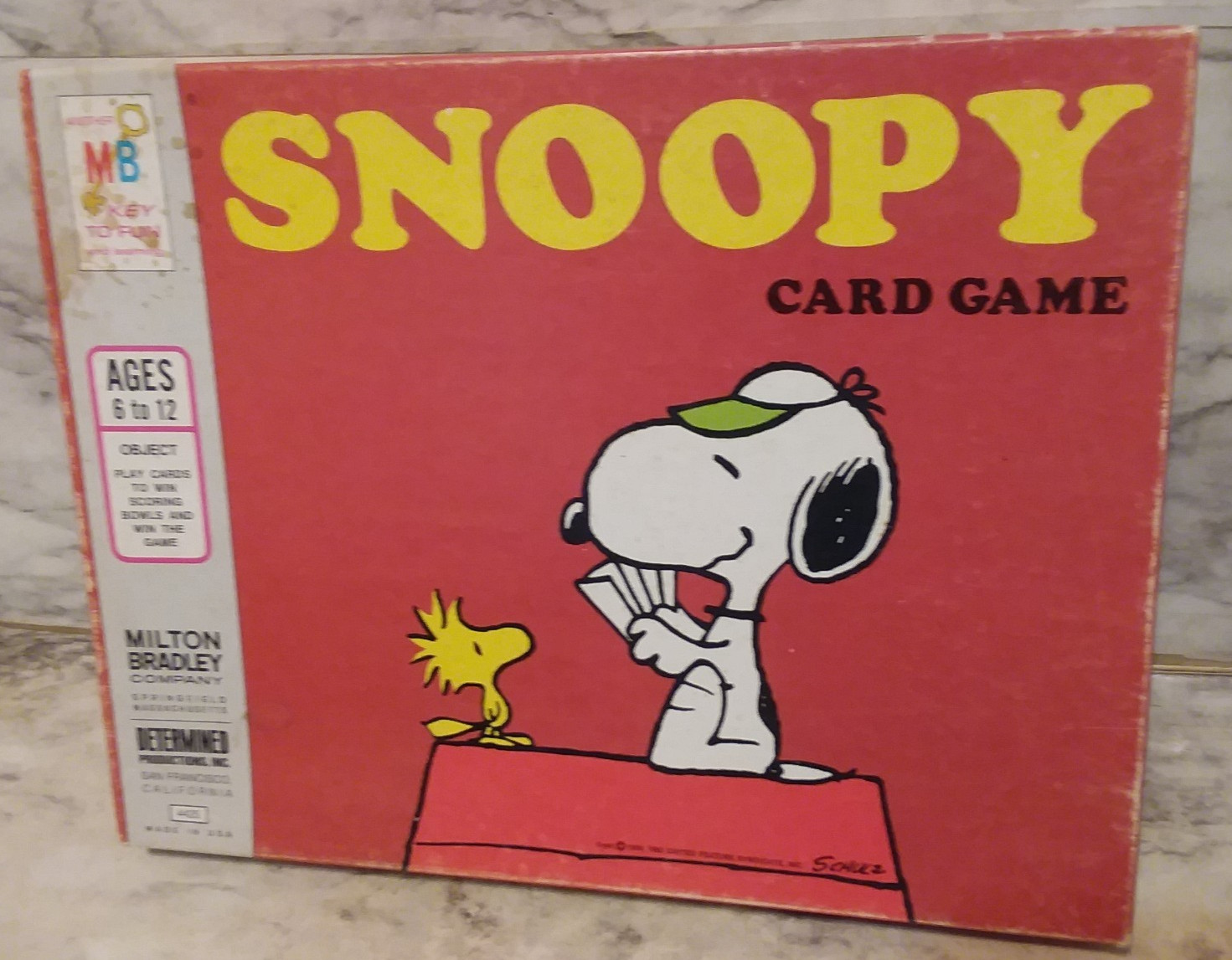 2 Vntg PEANUTS Game Lot – 1971 GOOD OL’ CHARLIE BROWN Board & 1974 SNOOPY Card