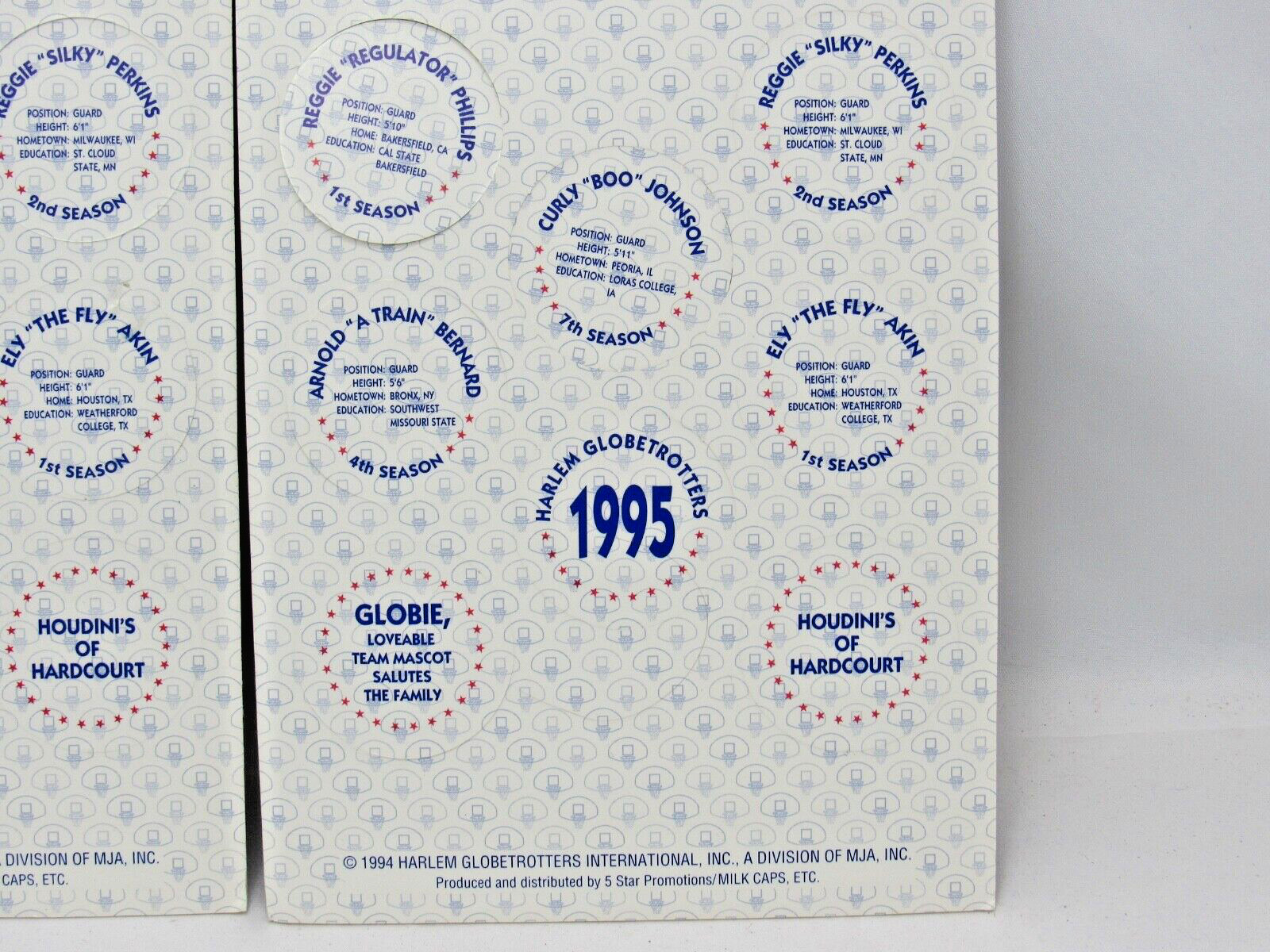1995 Harlem Globetrotters 15 Officially Licensed Collector’s Caps Pogs Milk Caps