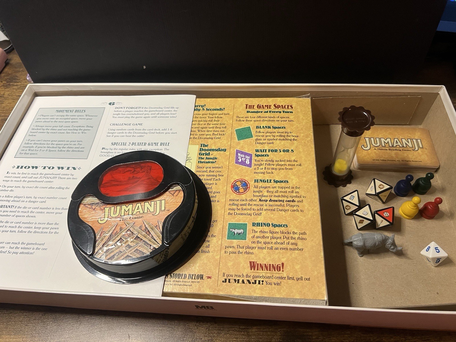 1995 Jumanji Milton Bradley Board Game 100% Complete MB The Original Vintage