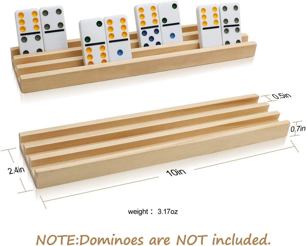 Wooden Domino Racks Set of 8 Premium Domino Trays Holders Organizer for Mexican