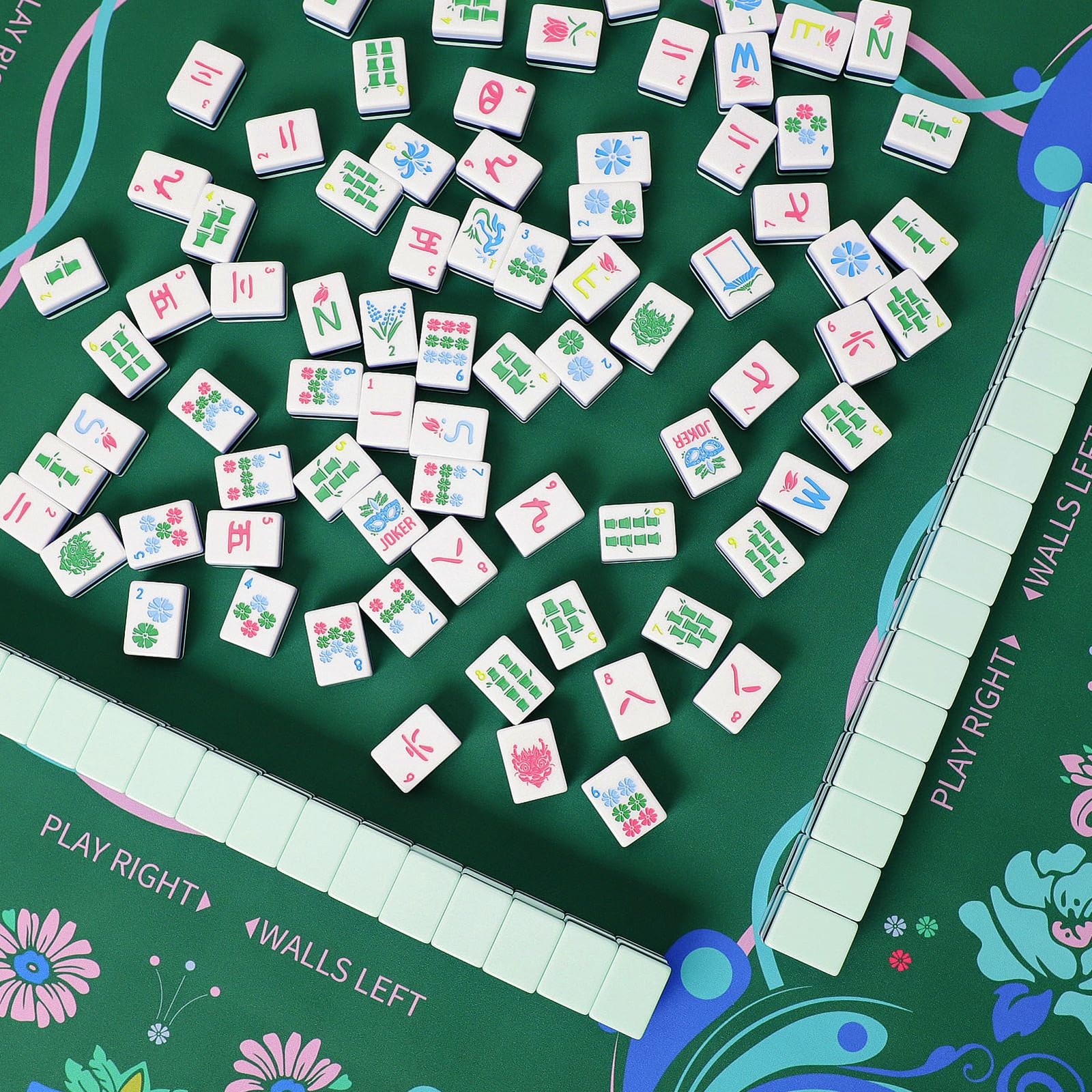 Printed American Learning Mahjong Mat 33”x33” with Black Carrying Bag, AntiSl…