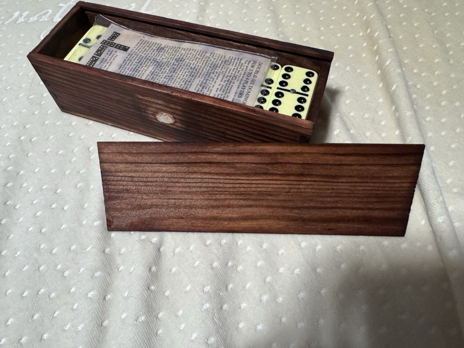 RARE Vintage Hand Carved Wooden Case & Dominos