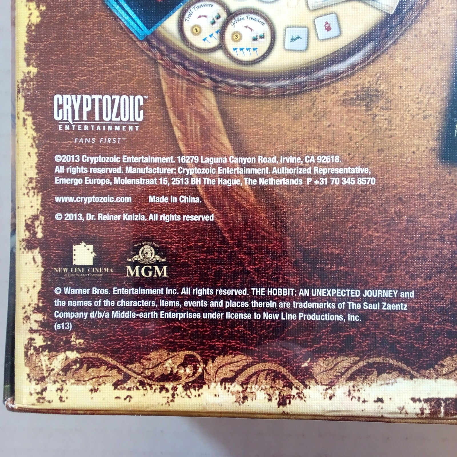 The Hobbit:An Unexpected Journey Board Game Cryptozoic Entertainment New-Sealed