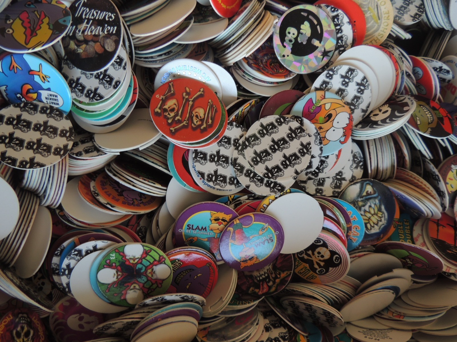 POGS SLAMMERS VTG 90’S CUSTOM PLAYERS KIT 100 GAME PIECES + 4 1/4 INCH SLAMMERS