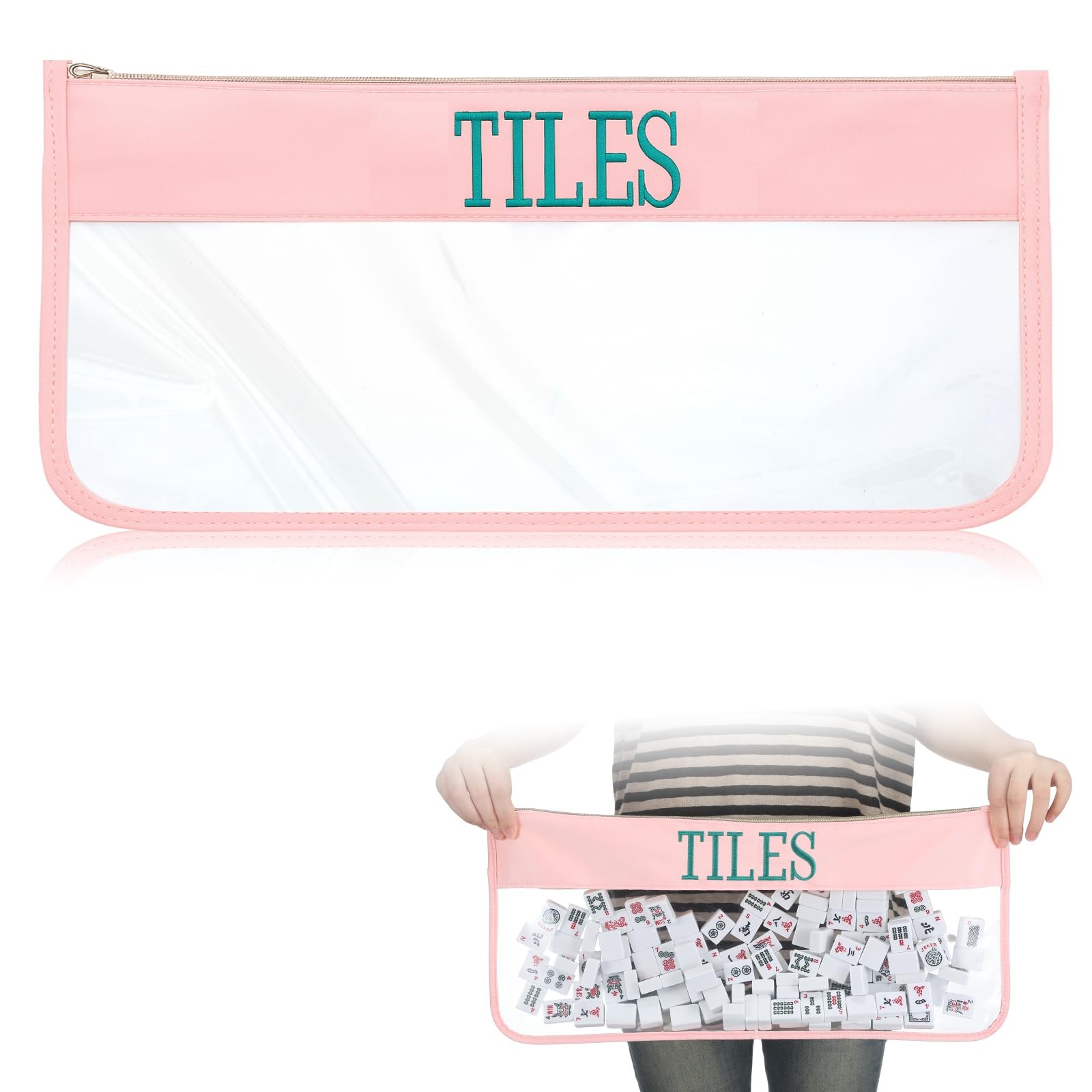 1 PCS Mahjong Bag – Empty Mahjong Tiles Bag Only with Zippered & Letters, Cas…