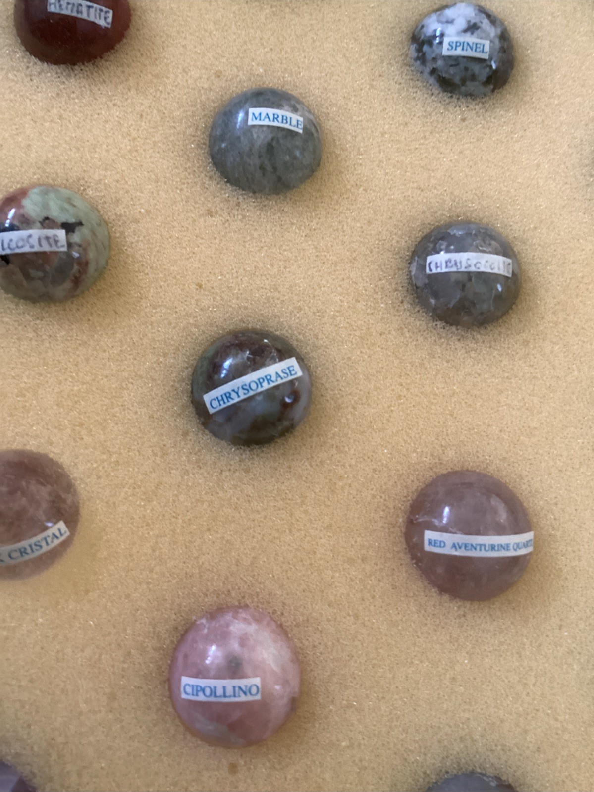 Authentic Models Semi-Precious Solitaire Game 36 Handmade Marbles In Box