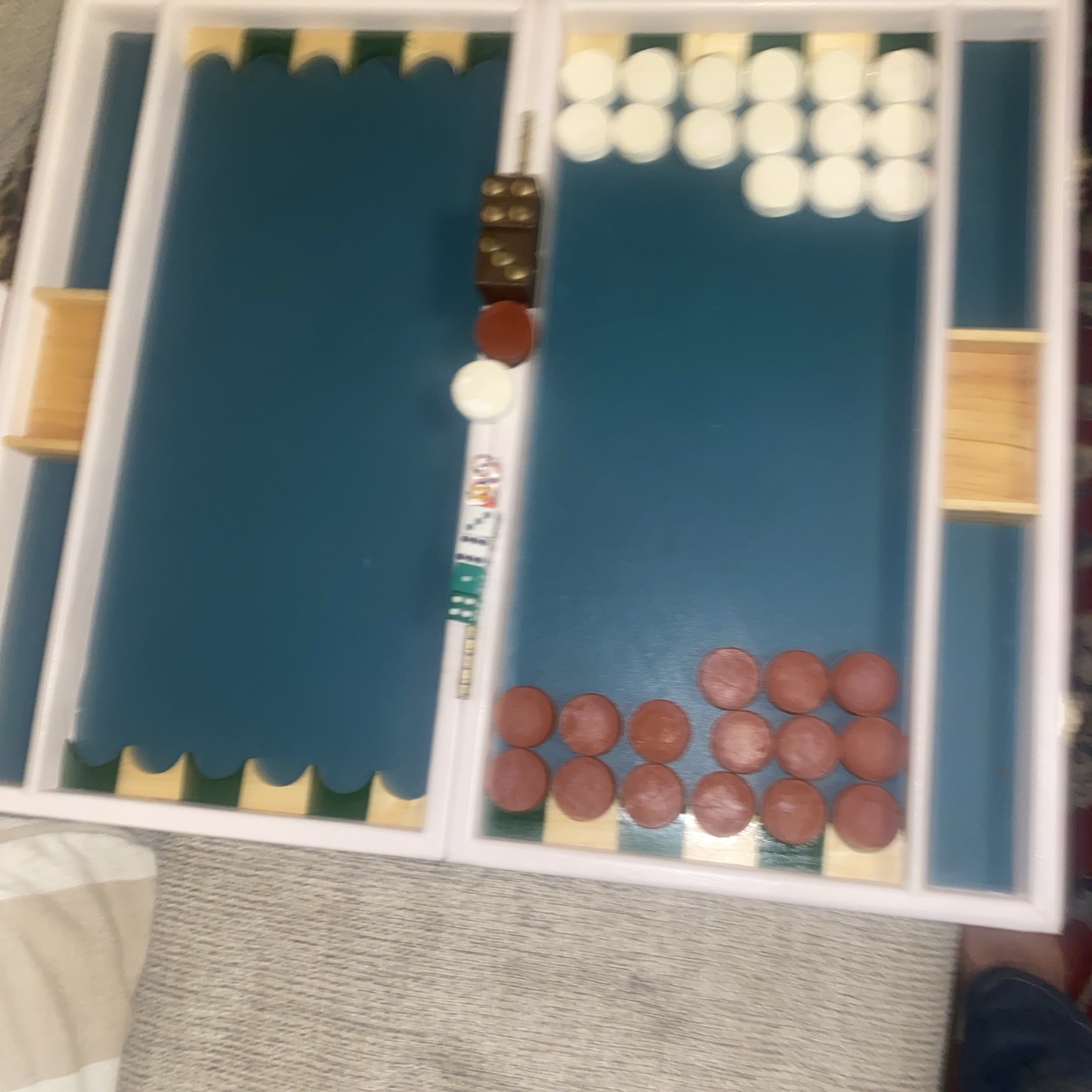 Handmade Wooden Backgammon Set – Complete With 3 Sets Of Small Dice & 1 Set Big