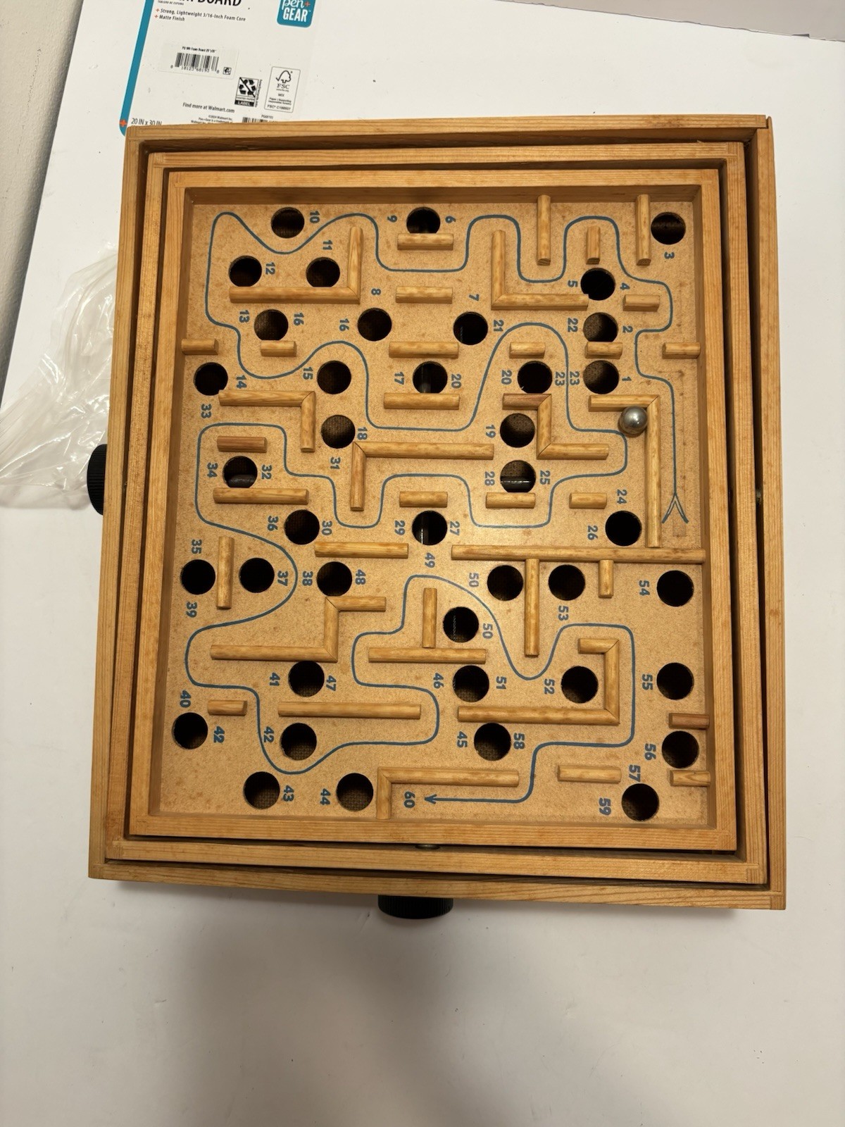 Vintage Brio Labyrinth Wooden Board Game Sweden Labyrintspel 31804 WORKS W Ball