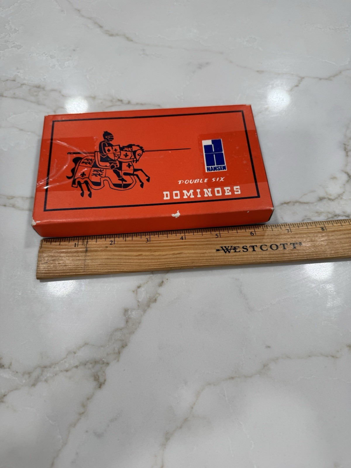 Vintage Hansen Double Six Dominoes Complete 28 Black Tiles HONG KONG No. T 7514