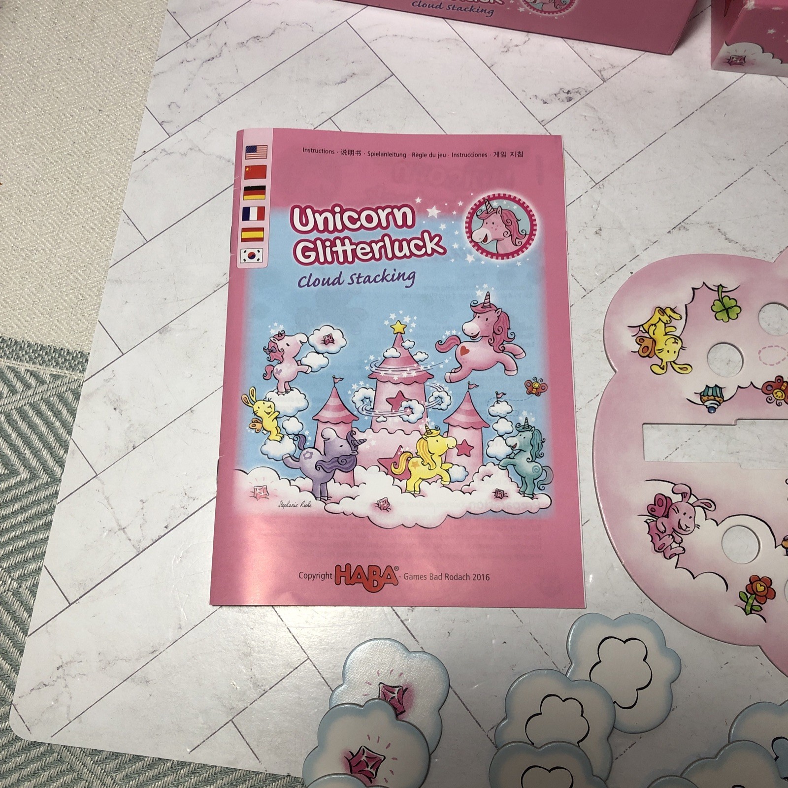 HABA Unicorn Glitterluck Cloud Stacking Game COMPLETE 304925