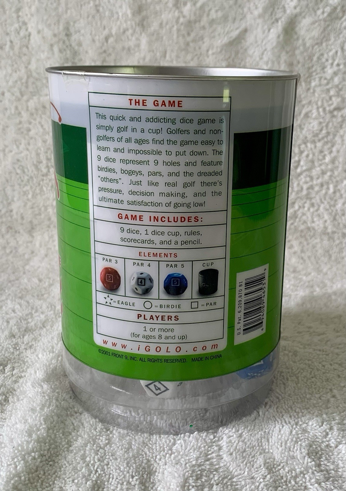 Golo Golf Dice Game 1 Or More Players Age 8 & Up 2001 Golf In A Cup