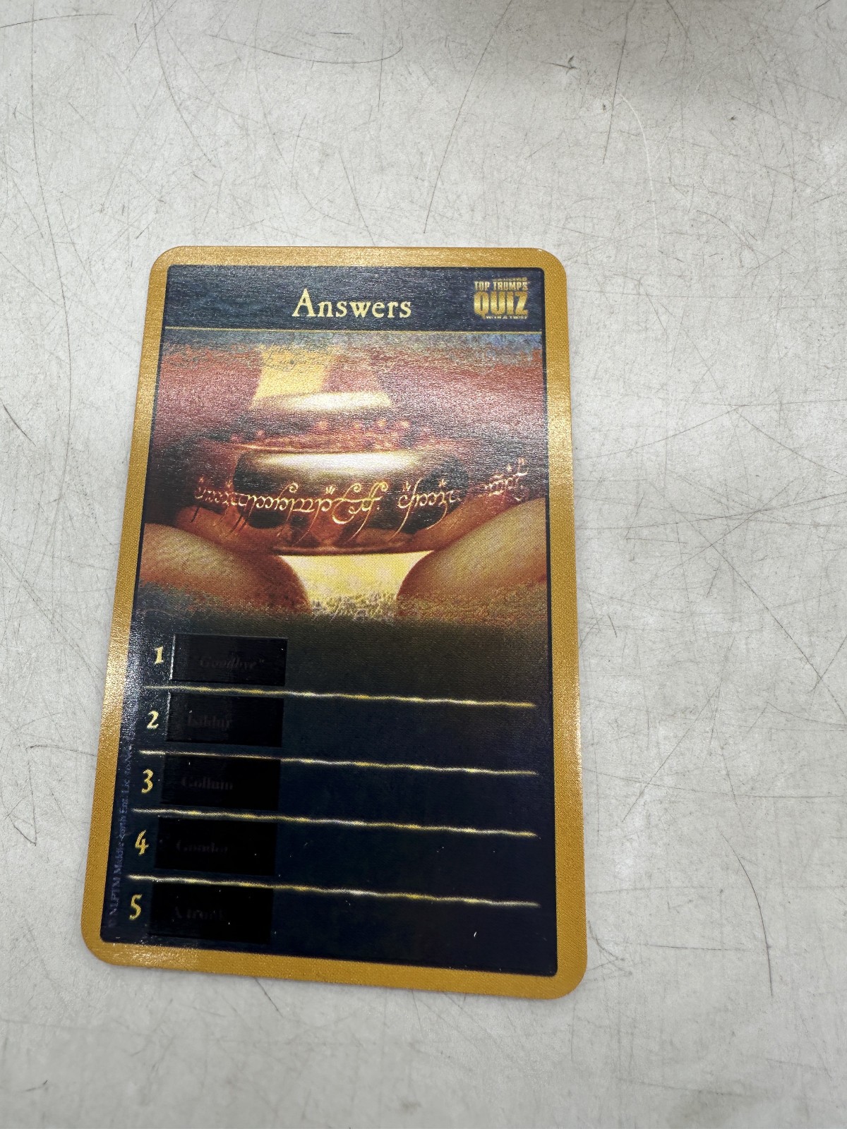 Lord of the Rings Card Game w/ Heat Changing Card! Top Trumps Quiz