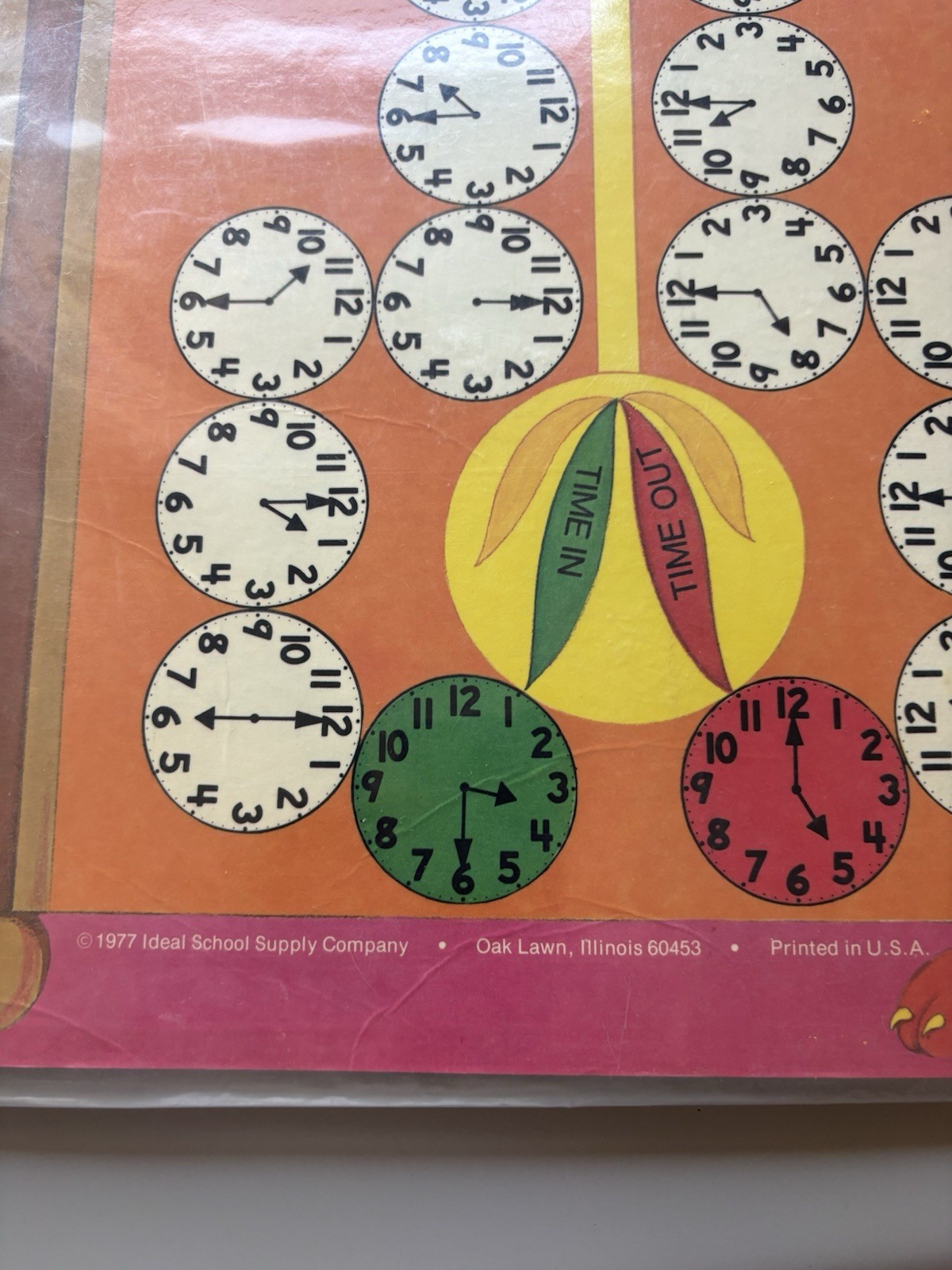 VTG 1977 Educational Game board Clock Classroom School Students Nostalgic READ