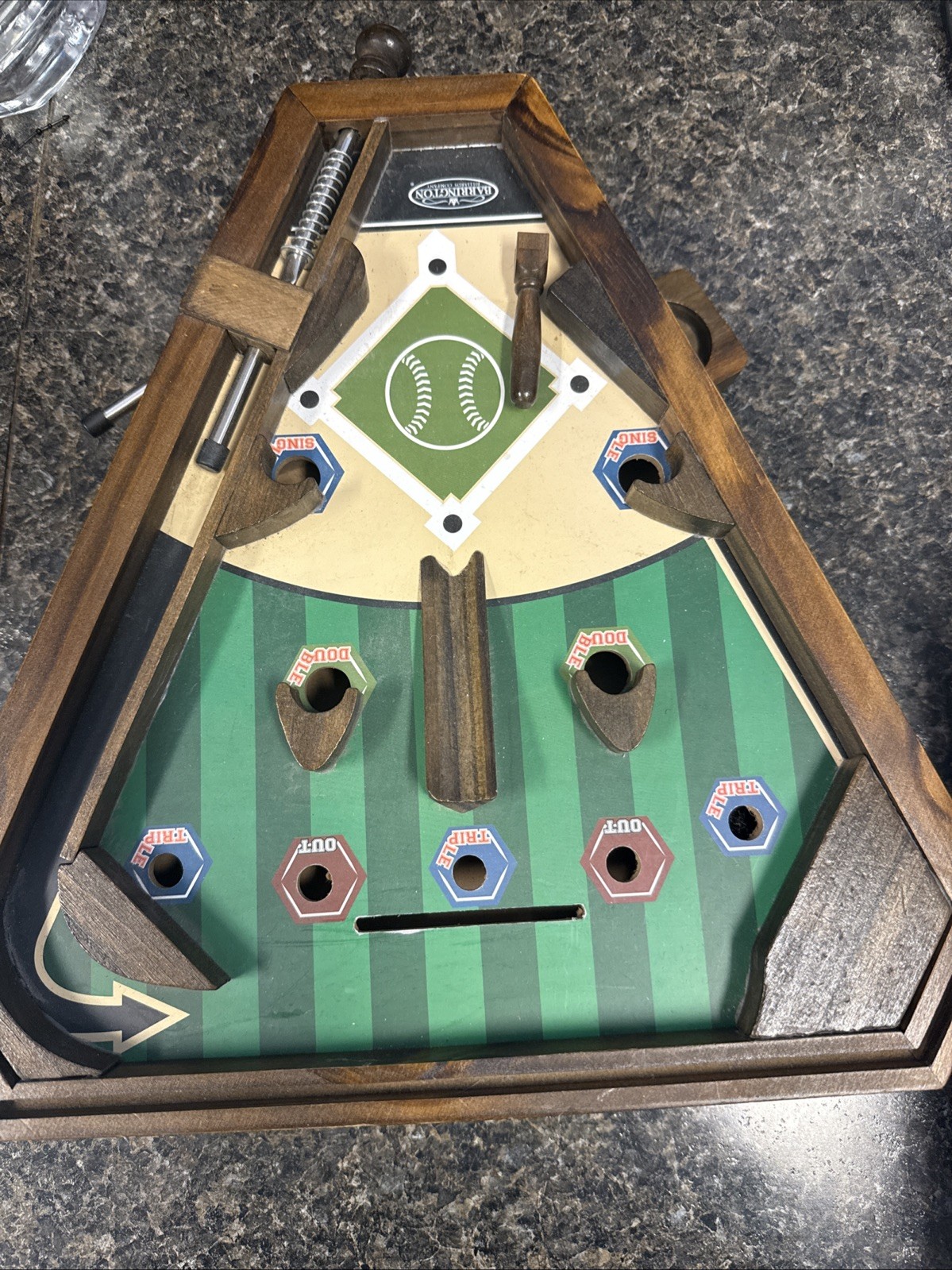 Table Top Wooden Baseball Diamond Pinball Set 13 x 12 Inches Kids Adult Game