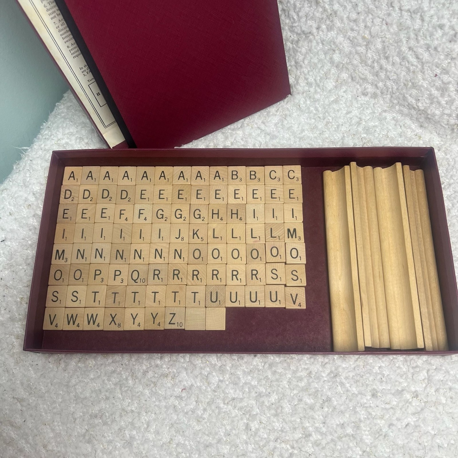 VTG 1953 Scrabble Crossword Game Regular Edition Maroon Box Red Board ALL TILES