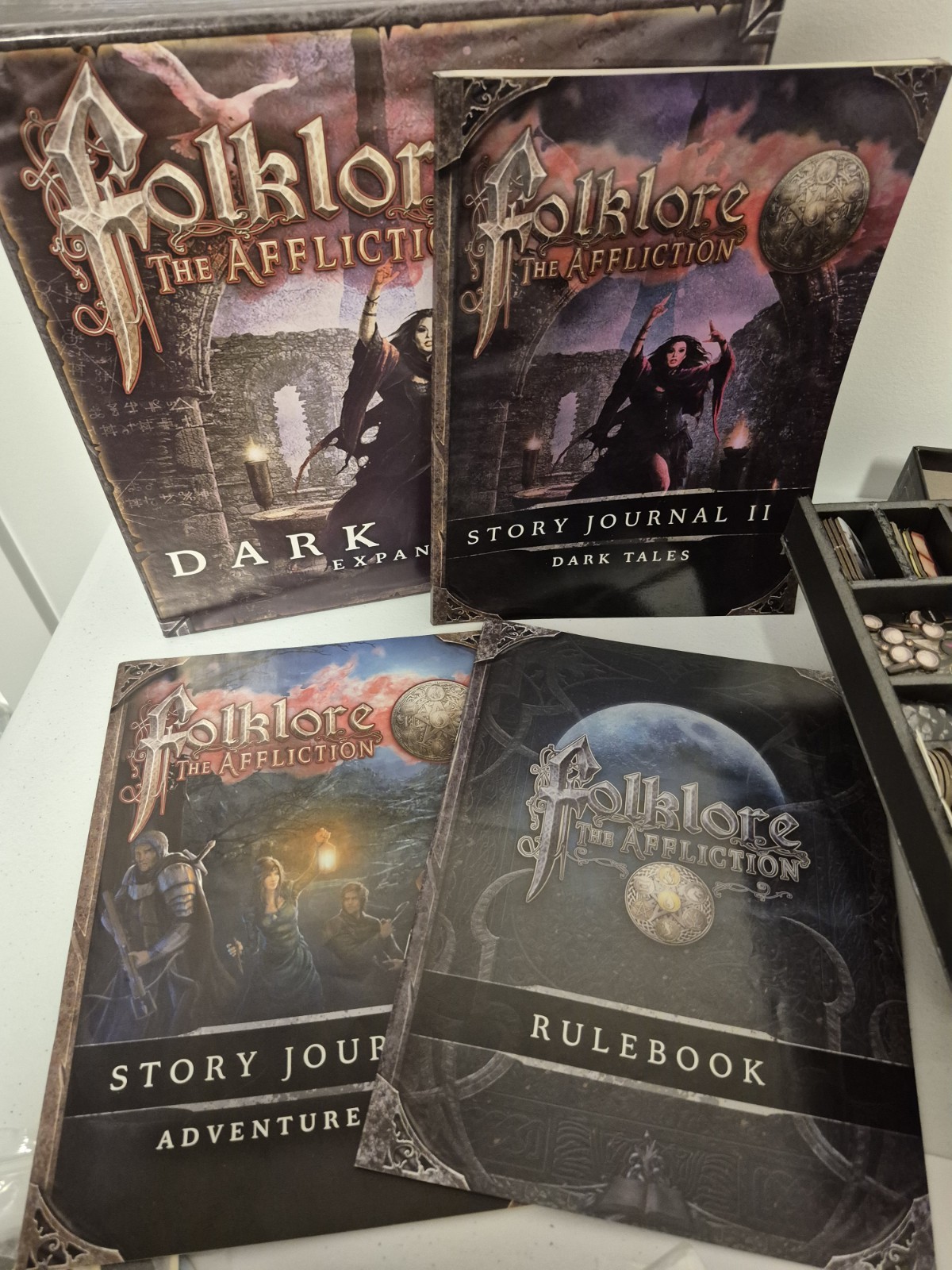 (X2) Folklore the Affliction 2nd Edition & Dark Tales Expansion Board Game RPG