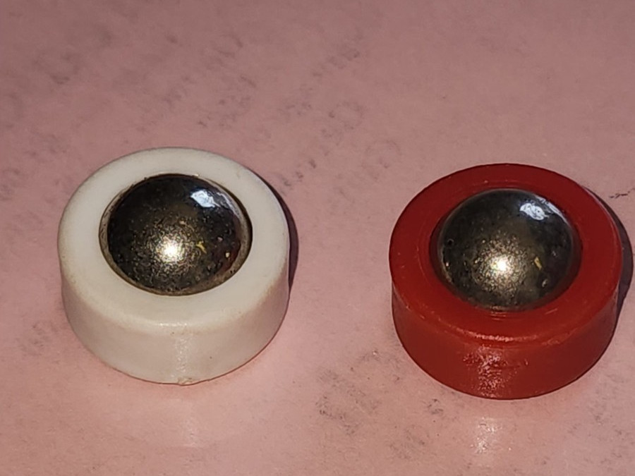 Vintage Ideal Rebound Game 1 Red & 1 White Replacement Roller Pucks Pieces