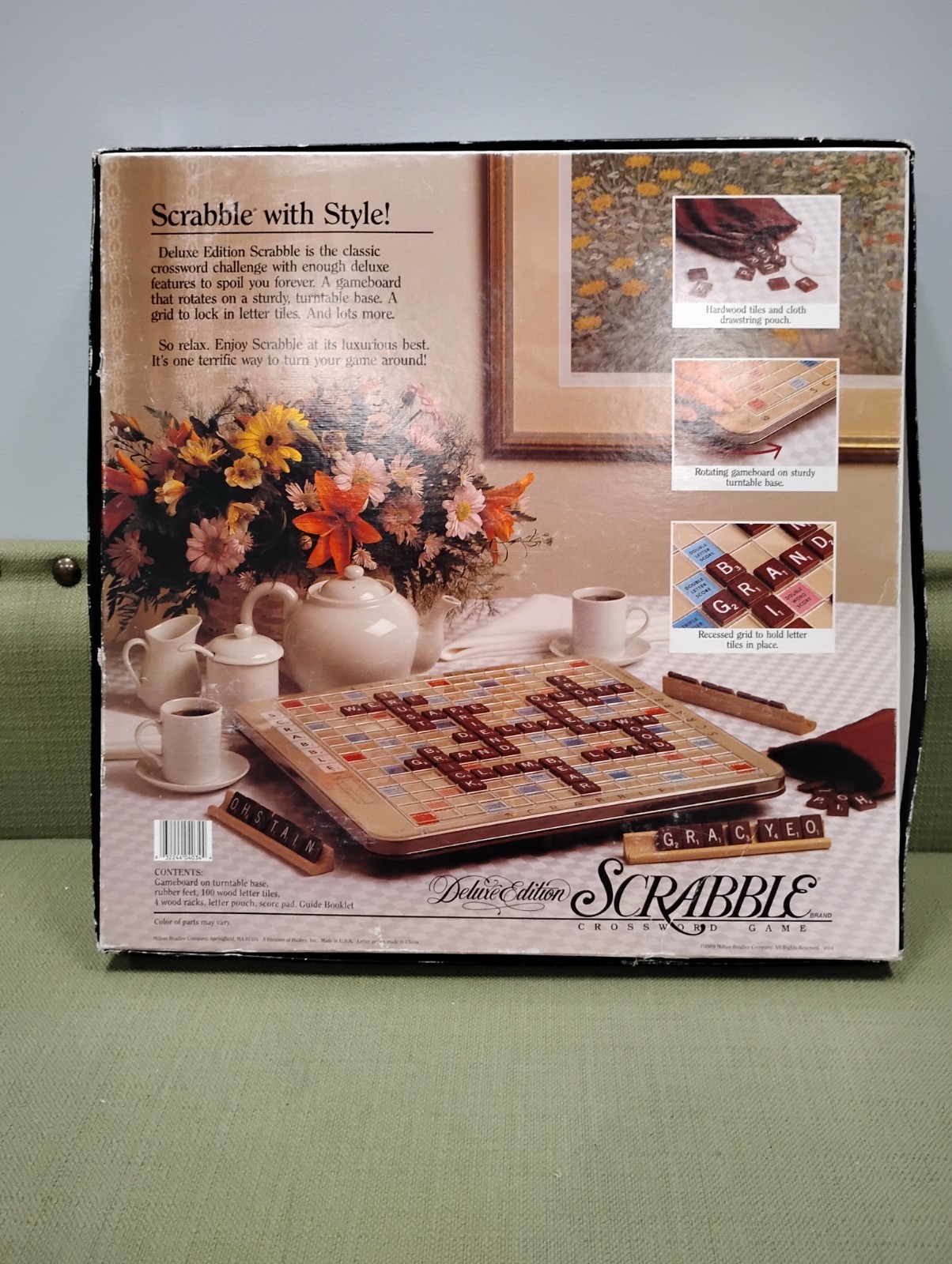 1989 Scrabble Deluxe Edition 100% COMPLETE Rotating Turntable Board Game