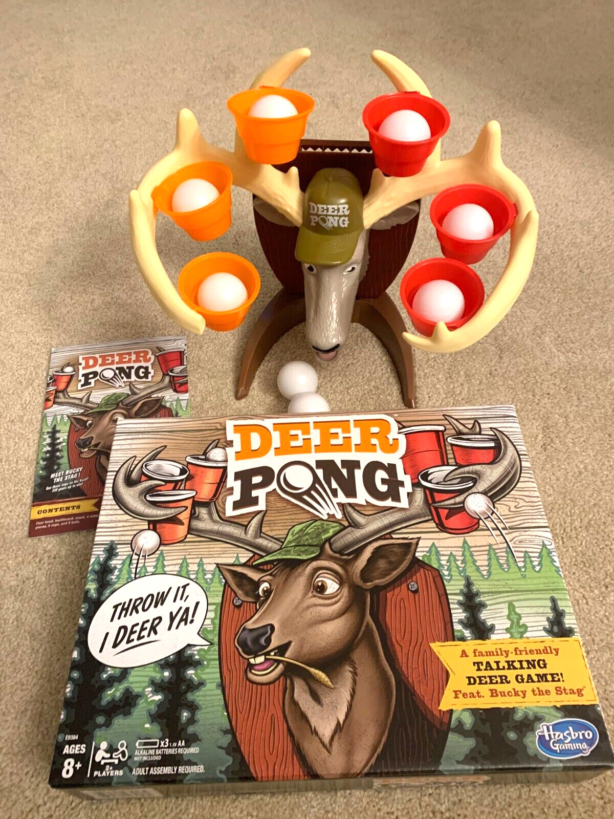 Hasbro Deer Pong Game with Talking Comical Deer Ages 8 & UP
