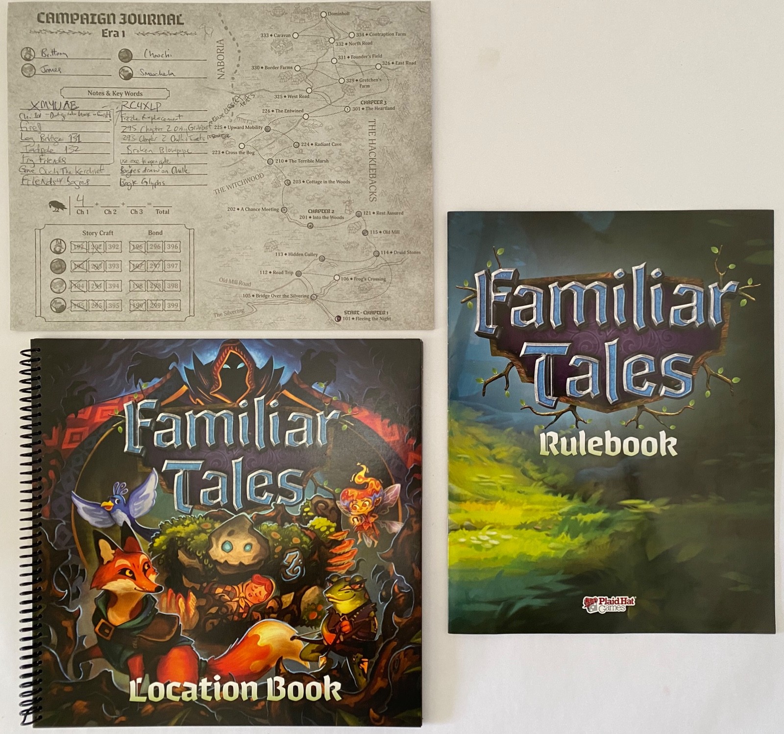 FAMILIAR TALES PLAID HAT BOARD GAME WITH FORAGERS MARKET SUPPLY TRAY