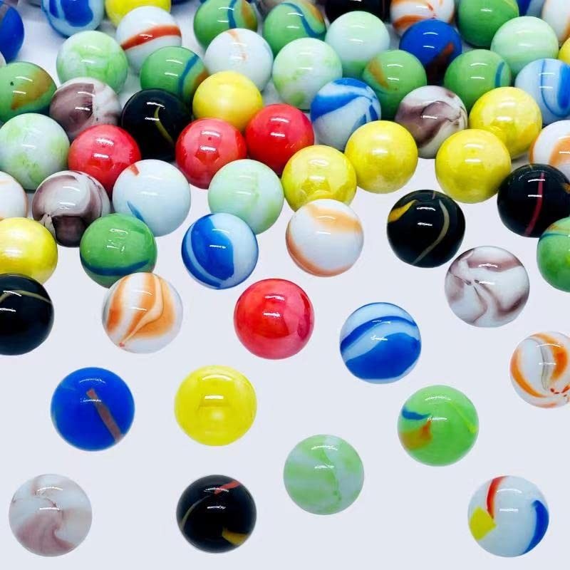 SAIBURAZ 100 Pieces Colorful Glass Marbles Set for Marble Games, Medium