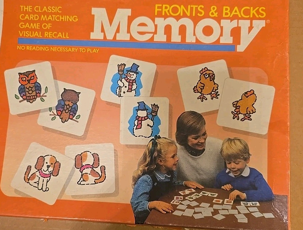 Memory Fronts and Backs Vintage Card Matching Game 1986 Milton Bradley Complete