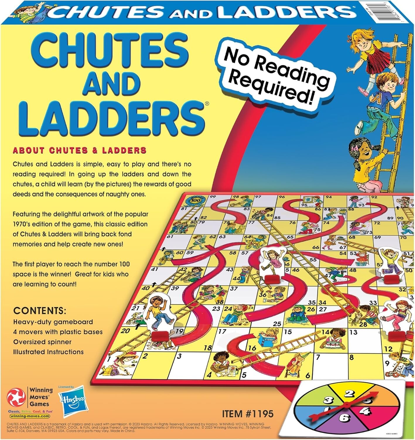 Classic Chutes And Ladders Board Game – Family Game Night Kids 3+ & Adults