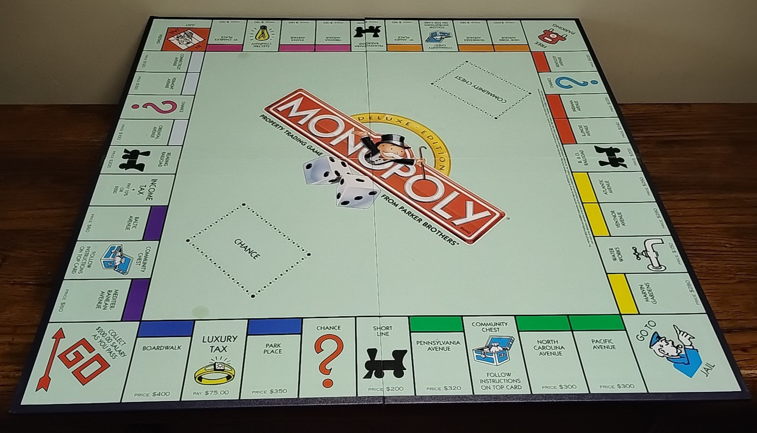 Monopoly Deluxe Edition 1998 Wood Houses 12 Gold Tokens Parker Brothers Complete