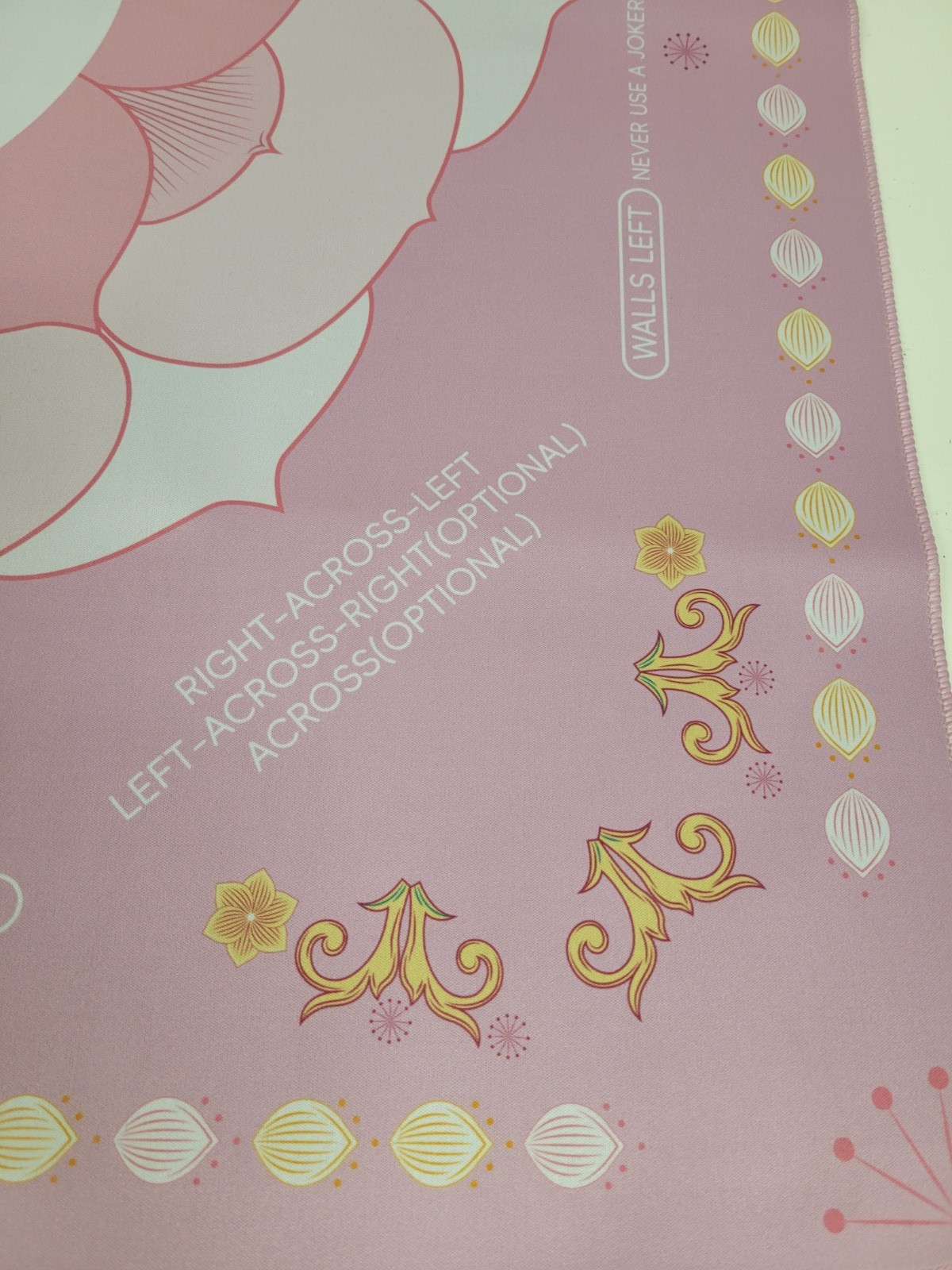Pink American Mahjong Mat Marked w/Rules Non-Slip Table Game Playing Mat 32-1/4″